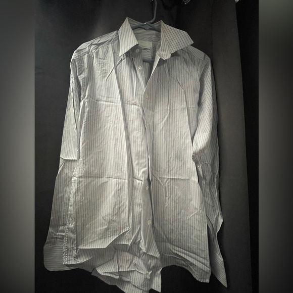 Prada Light Gray Striped Dress Shirt - Picture 1 of 3